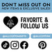 A promotional message for the business called "All Custom Gifts", which offers new items and exclusive sales. It includes a heart-shaped logo, social media icons for Instagram, Facebook, and Pinterest, and a call to action to follow the business. The image is a collage of various elements, and the text is concise and clear, avoiding redundancy and vague wording.