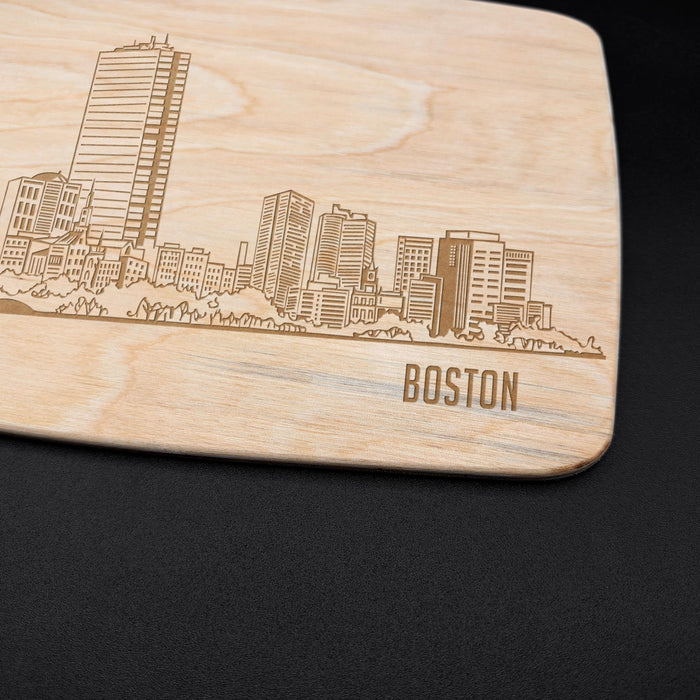 Boston Skyline Maple Cutting Board | Laser Engraved Boston Kitchen Gift