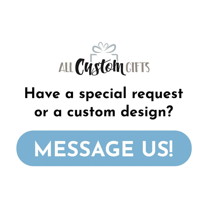 a message asking for a special request or custom design, with a blue button below the text.