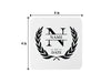 Single coaster with size measurements. 4 inch width and 4 inch height.
