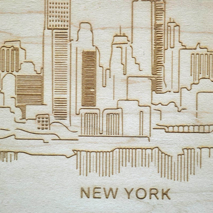 New York City Skyline Maple Cutting Board | Laser Engraved NYC Kitchen Gift