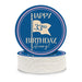 A stack of blue and white birthday plates with a circular design that reads "HAPPY 33rd BIRTHDAY, Avery!"
