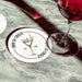 Personalized espresso martini coaster placed beside cocktail glasses on a marble bar surface, featuring the custom bar name, espresso martini illustration, and established year.