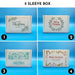 Two sleeve Christmas golf ball gift boxes shown in four printed designs, including botanical, wreath, blue sweater-style, and festive holiday illustration designs.