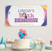Close-up of the retro birthday banner displayed at a celebration with cake and party decorations.