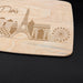 Close-up of the engraved Paris cityscape showing the Eiffel Tower, Arc de Triomphe, and other skyline details.