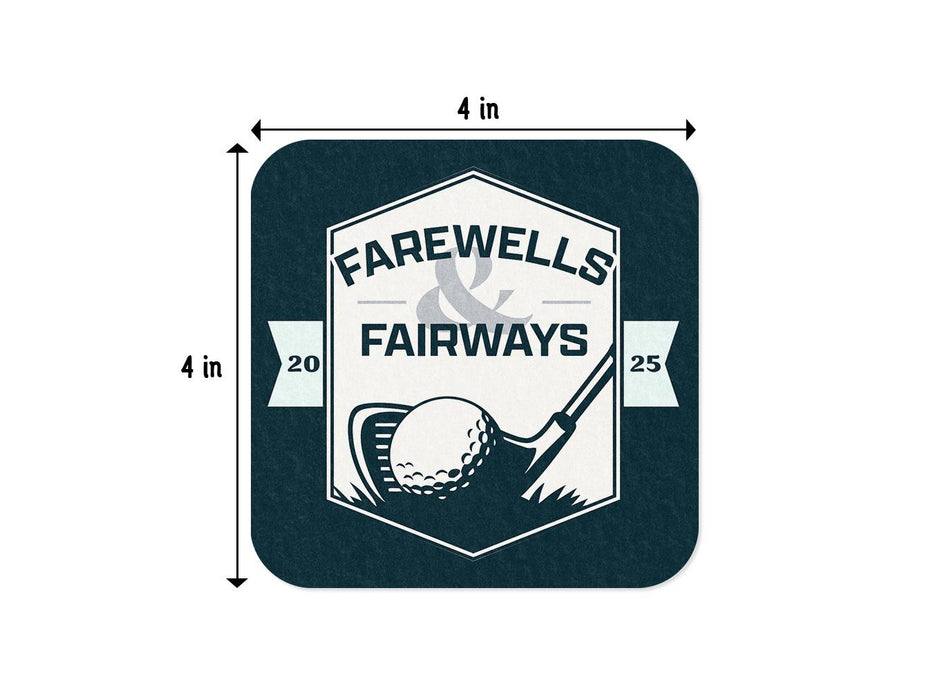 Single coaster with size measurements. 4 inch width and 4 inch height.