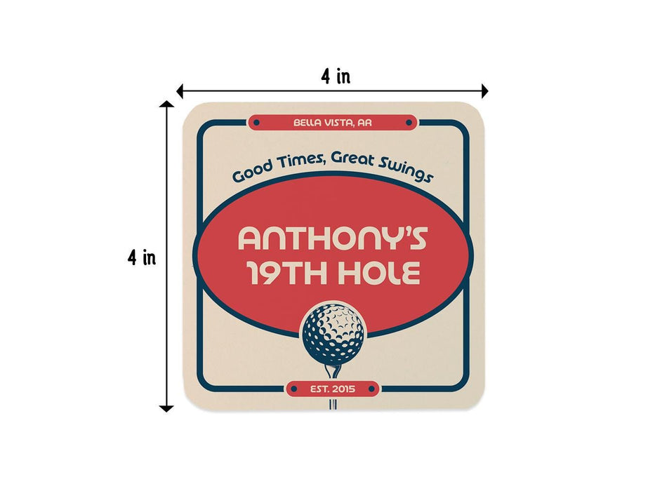 Single coaster with size measurements. 4 inch width and 4 inch height.