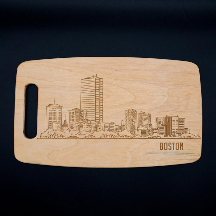 Boston Skyline Maple Cutting Board | Laser Engraved Boston Kitchen Gift