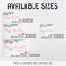 Available size options for the personalized floral banner, including four banner sizes and custom sizing information.