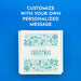 Personalized Christmas golf ball gift box featuring a blue sweater-inspired holiday pattern with a custom short message in the center.