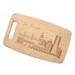 San Francisco skyline maple cutting board displayed on a white background.