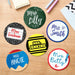 Personalized teacher coasters set featuring 6 different school-themed designs with custom names. Perfect for teacher gifts and classroom use.