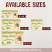 Size chart displaying all available banner sizes including 24" x 48", 36" x 60", 48" x 72", and 36" x 36". Shows how the Freshly Retired banner appears in each size option.