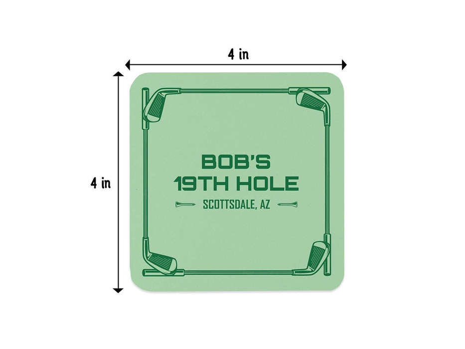 Single coaster with size measurements. 4 inch width and 4 inch height.