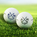 Set of personalized golf balls featuring the Retired Monogram design. Customized with initials and a retirement year for a unique retirement gift.