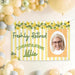 Freshly Retired banner displayed as a party backdrop surrounded by balloons and celebration décor. Personalized with a custom photo and retiree name.