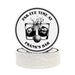 A round coaster on top of a stack of coasters is shown with the text "PAR-TEE TIME AT FRANK'S BAR" and an illustration of two whiskey glasses with ice cubes and a golf ball.