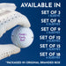 Image: Hand holding a golf ball with the text "Linda's Lucky Ball". Text: Available in Set of 3 (1 Sleeve), Set of 6 (2 Sleeves), Set of 9 (3 Sleeves), Set of 12 (4 Sleeves), Set of 15 (5 Sleeves), Set of 18 (6 Sleeves). *Packaged in original branded box