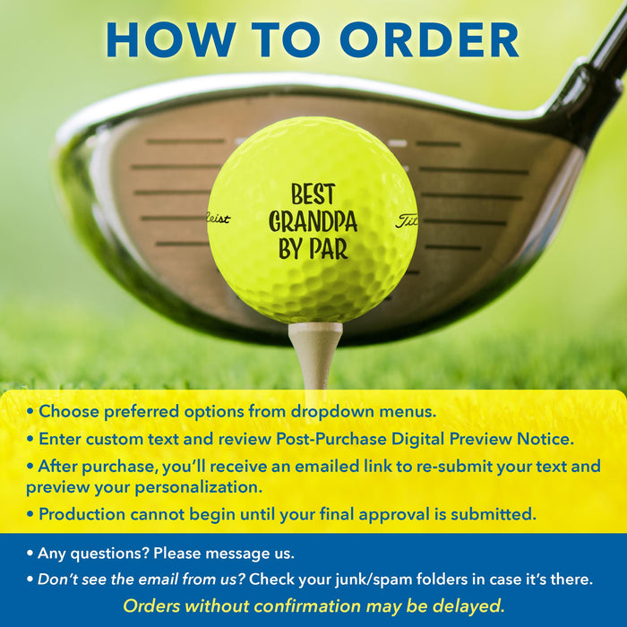 Yellow Golf Balls | Custom Text | Callaway or Titleist | Golf Gift
