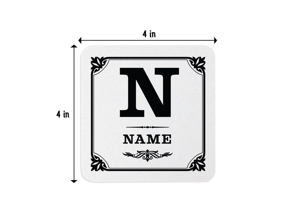 Personalized Ornate Monogram Coasters - Square Paper Coasters