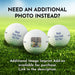 Image shows three custom printed golf balls printed, one is printed with a dog photo and the other two are printed with text saying Best Dog Dad By Par. The text above the golf balls says, Need an additional photo instead? The text below the golf balls reads, Additional Image Imprint Add-on available for purchase. Link in the description.
