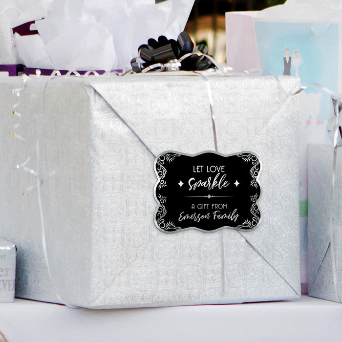 Personalized Wedding Gift Tag | Let Love Sparkle Design | Foil Cardstock Tag