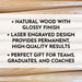 • Natural wood with glossy finish • Laser engraved design provides permanent, high-quality results • Perfect gift for Teams, Graduates, and Coaches
