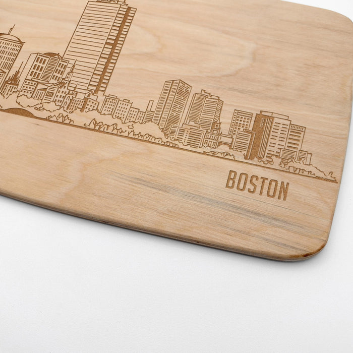 Boston Skyline Maple Cutting Board | Laser Engraved Boston Kitchen Gift