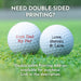 Image shows two custom text golf balls printed with double-sided prints. The text says, Need double-sided printing? Double-sided Printing Add-on available for purchase. Link in the description.