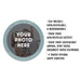 Product details and specifications for personalized Save the Date coasters, including size and material information.