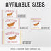 Available size options for the personalized hot dog birthday banner, including four banner sizes and custom sizing information.