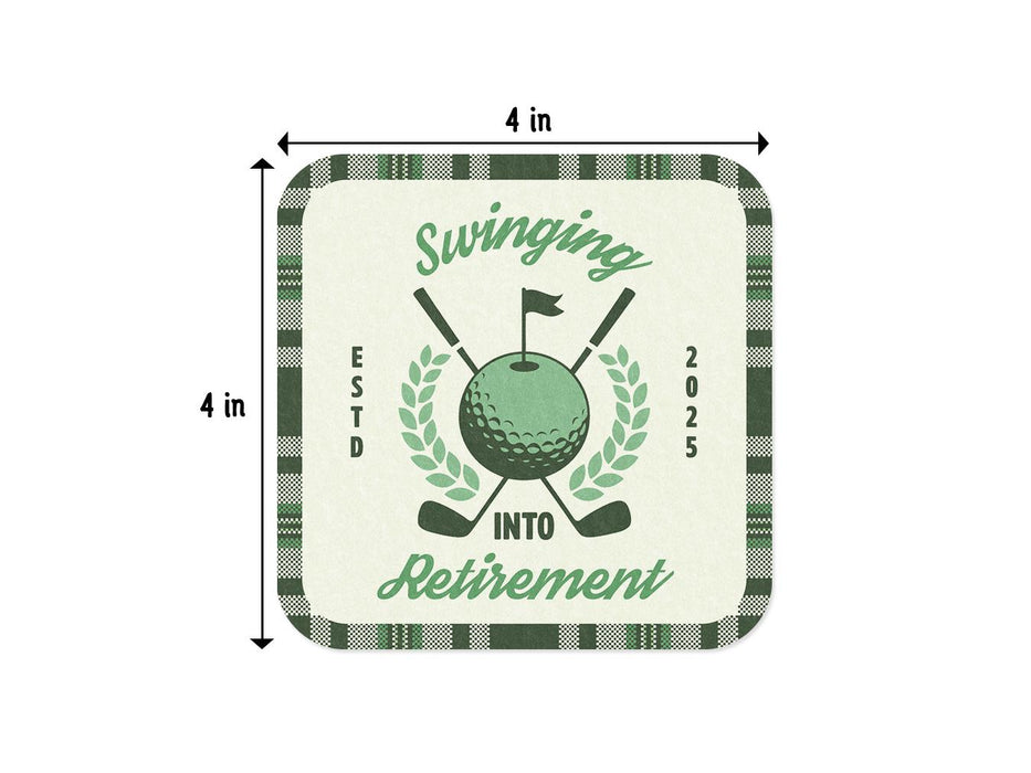 Single coaster with size measurements. 4 inch width and 4 inch height.