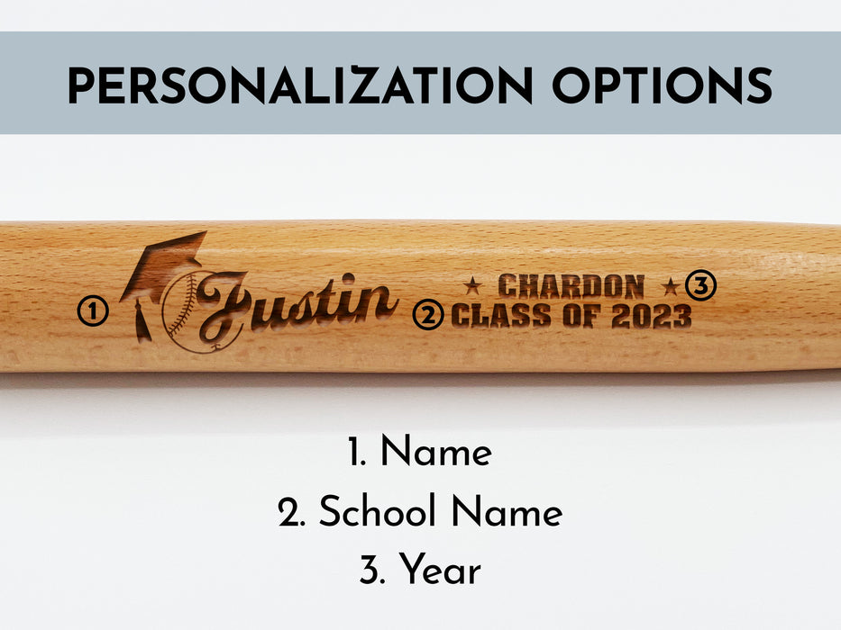 a baseball bat with the name and number on it