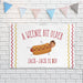 Hot dog birthday banner displayed as wall décor featuring a custom face cutout, name, and age.