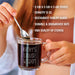 A person is holding a glass mug with a message engraved on it. The image is accompanied by a text overlay that reads • 3 3/8 x 3 3/8 x 3 4/8 inches • Capacity 13 oz. • restaurant quality glass • durable & dishwasher safe • high quality uv etching
