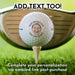 Custom printed golf ball is shown printed with a face image and text around it. The text on this image reads, "Add text too! Complete your personalization via email link post-purchase."