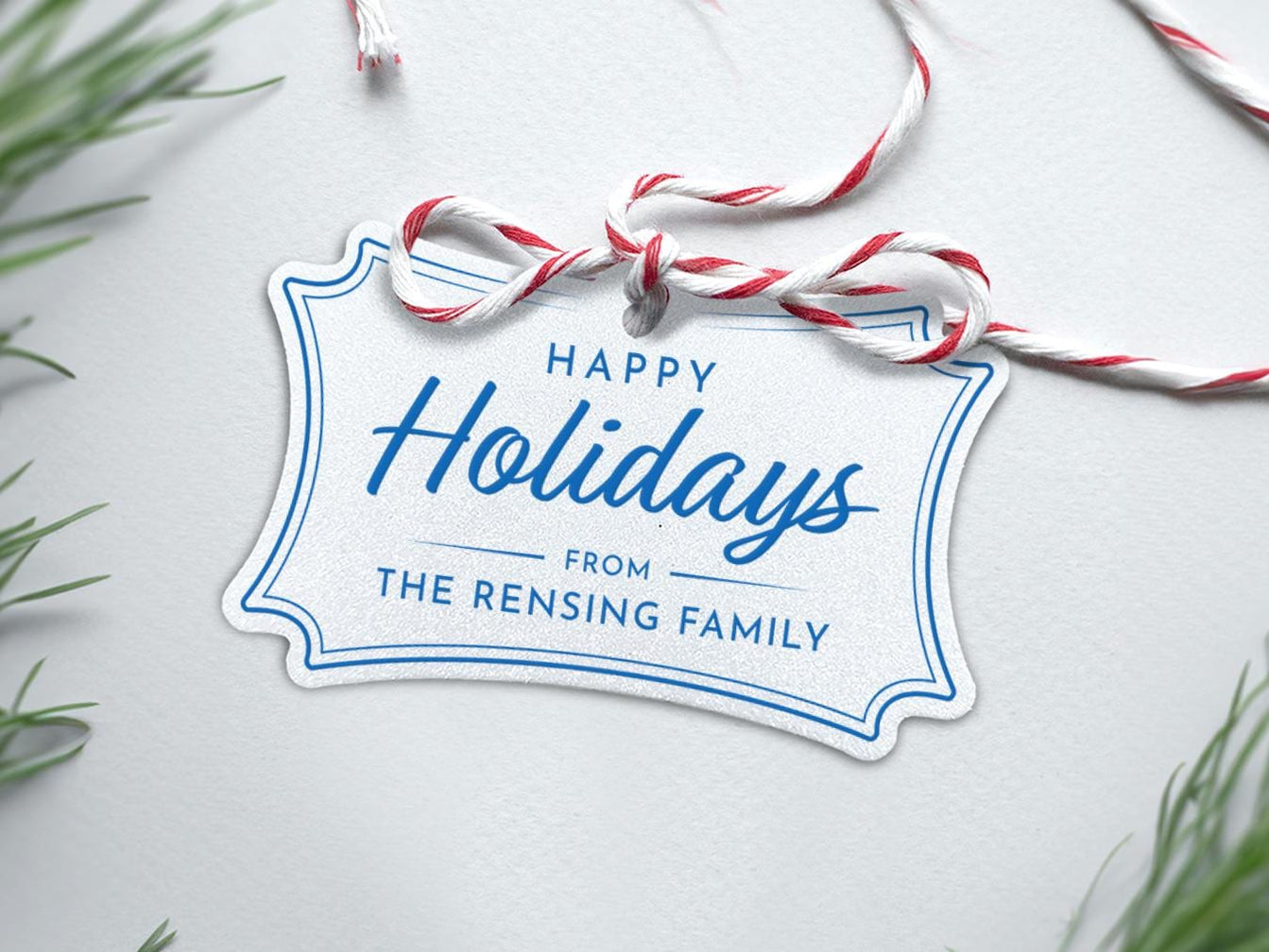 Happy Holidays White Glitter Slim Rectangle Hang Tag — All Custom Gifts