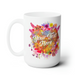 white mug with floral design saying Your Text Here