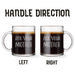 Handle direction guide showing left and right handle options for the engraved glass mug. Helps customers choose the preferred orientation for their design placement.