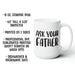 Product details graphic showing the white ceramic mug with size and care information. Highlights include 15 oz capacity, dishwasher safe, microwave safe, and high-quality sublimation printing.