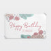 Personalized floral banner featuring a custom birthday message and name surrounded by elegant botanical artwork.