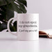 Grandparents coffee mug displayed on a table with humorous grandkids saying.