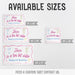 Available size options for the personalized birthday banner, including four banner sizes and custom sizing information.