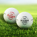 Set of personalized retirement golf balls featuring the "Not My Problem Anymore" design. Custom printed with a name and retirement year.
