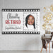 Officially Retired banner displayed as party décor in a modern event setting. Personalized with a custom photo and retiree name for a memorable retirement celebration.