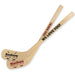Two personalized hockey sticks displayed together, each featuring baby name and birth details printed on the blade.