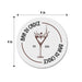 Size guide showing the personalized espresso martini coaster at approximately 4 inches round, with the custom bar name, espresso martini illustration, and established year.