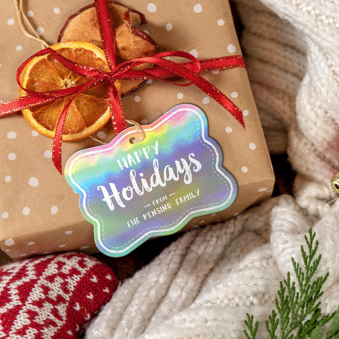 Personalized Christmas Gift Tag | Rounded Rectangle Hang Tag | Handmade Look