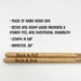 a pair of Shira Kashi oak drumsticks, with text providing information about the material and dimensions.